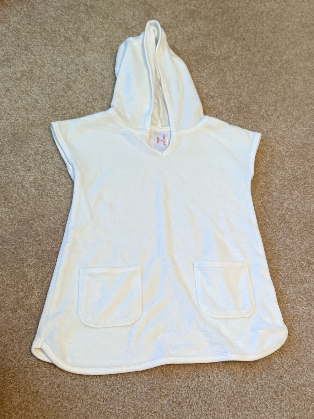 Toddler Girl’s Cat & Jack White Terry Cloth Hooded Swim Coverup size 4T
